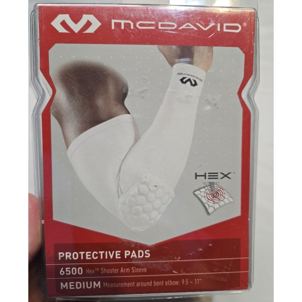 McDavid Adult HEX Protective Shooter Arm Sleeve,‎ White, Medium 9.5-11" NEW 6500